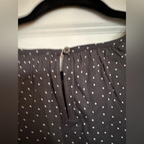 LOFT Dotted Smocked Mixed Media Blouse - NWT! - Picture 6 of 7